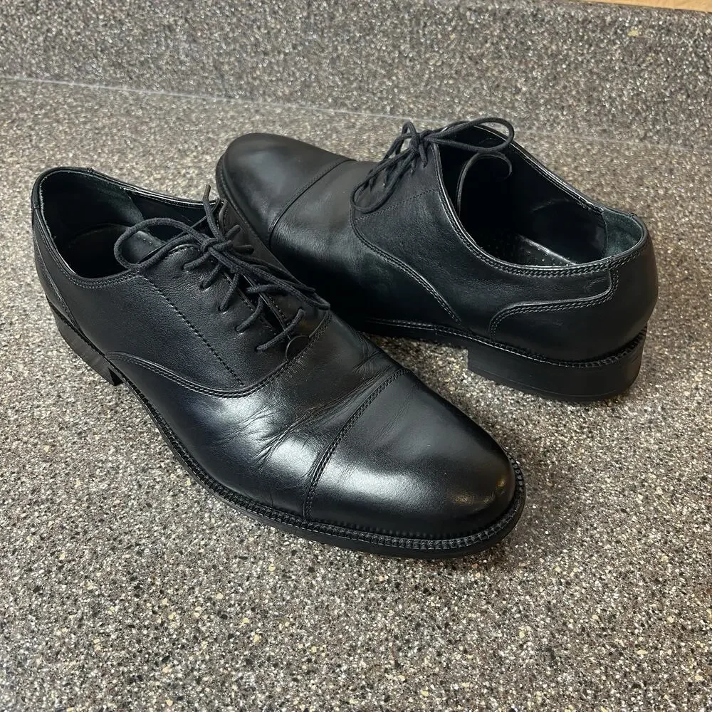 Cole Haan Mens Sz 10.5 M Shoes Black Leather Dress/Casual Oxford Lace Up Cap Toe